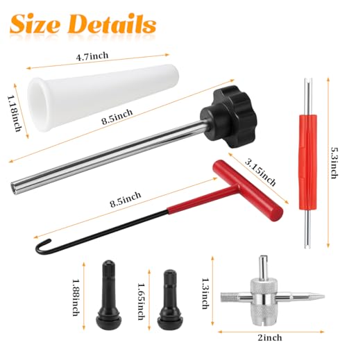23PCS Tire Valve Stem Tool Kit Replacement Installation Set Red - color: Red, size: 23PCS