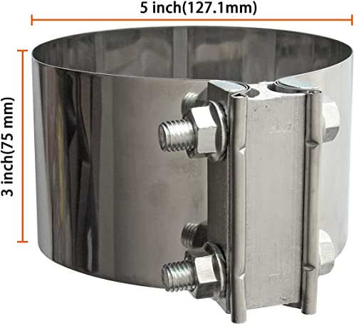 Exhaust Clamps 5 Inch Butt Joint Exhaust Pipe Muffler Clamp Band 304 Stainless Steel(4 Pack 5" Butt Lap Joint Exhaust Clamp) - size: 5IN 4PCS Butt Joint Clamps