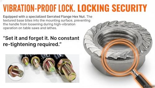 M8 Revolving Handle Double Nut - Clamps Any Flat Bracket, No Tapped Hole - size: M8 X 80mm Double Nut