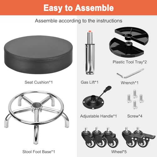 JOSTZHXIN Garage Mechanic Stool Chair Rolling Shop Chair, Height Adjustable Garage Shop Seat, Low Stools with Storage Tray, Rolling Stool for Salon SPA Tattoo (Style 4) - style: Style 4