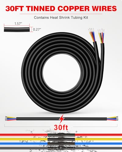 NAOEVO 16 Gauge Wire 4 Conductor, 16 Gauge Automotive Wire 12V Cable, 30FT - size: 30ft, style: 4C-16AWG
