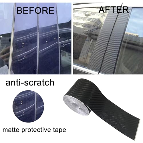 Carbon Fiber Vinyl Tape for Black Out Chrome Delete Window Trim with Tool Kit, Black Vinyl Wrap Tape Roll, Self-Adhesive Car Chrome Door Trim Delete Tape DIY Film (2 inches x 30 feet) - size: 2 inches x 30 feet