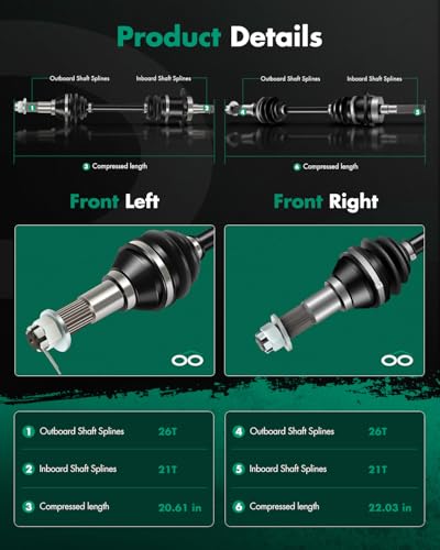 SCITOO Pair Front CV Axle Shaft Assembly for Can-Am Outlander 400 500 650