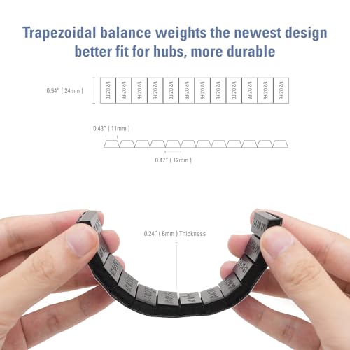 CKAuto 1/2oz, Trapezium Adhesive Stick-On Wheel Weights, Black, 72 oz Box - color: black, size: 1/2oz