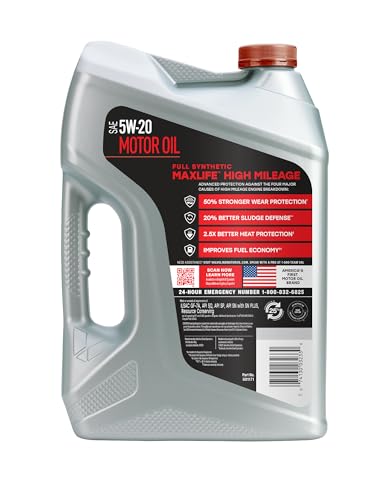 Valvoline MaxLife High Mileage Full Synthetic 5W-20 Motor Oil 5 Quart - size: 5 qt (Pack of 1), style: Full Synthetic High Mileage