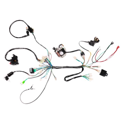 50cc 70cc 90cc 110cc 125cc ATV Wiring Harness Electrical System Stator Coil CDI Ignition Coil Rectifier Solenoid Relay Switch Spark Plug Assembly for Go Kart Buggy Dirt Pit Bike Quad Chinese 4 Stroke