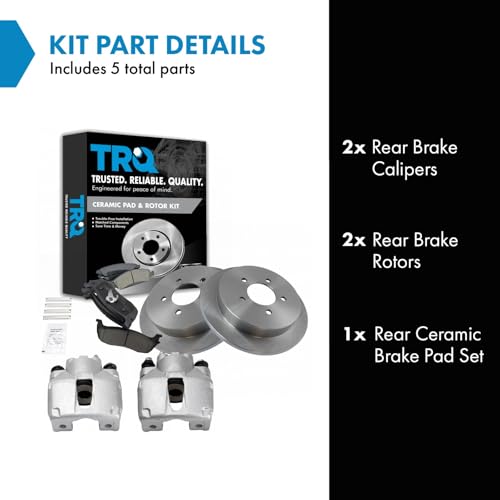 TRQ Rear Brake Pad and Rotor Set Ceramic Solid Rotors Calipers - style: BKA18520