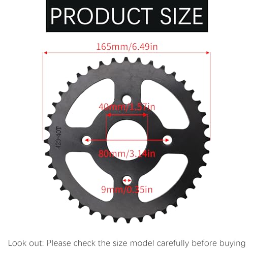 40/41/420 Chain Sprocket 40T Tooth Mini Bike Sprocket 40mm bore fit for Coleman CT200U CT200U-EX BT200X Baja Warrior Minibike TrailMaste Massimo MB165 MB200 Predator 196cc 200cc 212cc