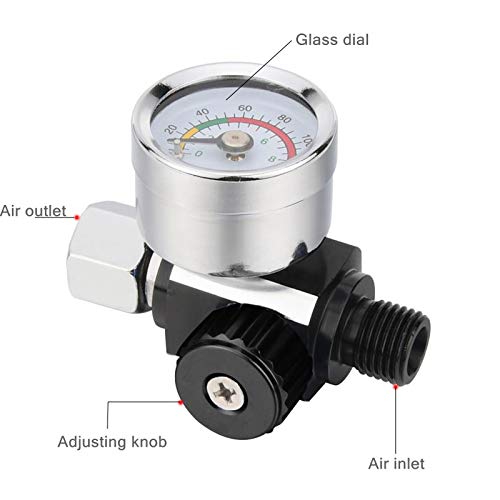 Air Adjusting Regulator Valve with Pressure Gauge for Spray Gun and Air Tools (1/4” NPT)