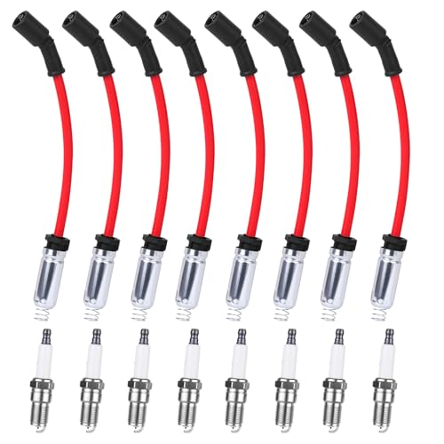 High Performance Spark Plugs and Wires Set of 8 for Chevy GMC LS V8 - size: High Performance