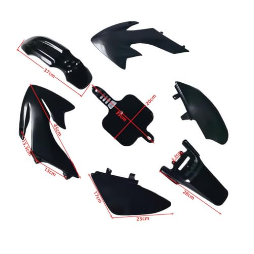 CLEO Plastic Fender Fairing Body Work Kit Set,Plastic Body Fender Kit 7 piece for 50cc 70cc CRF50 Chinese Mini Dirt Bikes - color: black