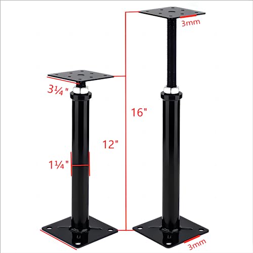 2 Pack Adjustable Floor Jack,Mini Screw Jack,Telescoping Jack for Temporary Support,Post 12" to 16" (Black).