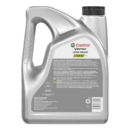 Castrol Vecton Long Drain 10W-30 CK4 Part Syn Diesel Engine Oil, 1GA, 3 Pk