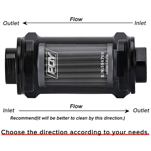 AN10 Inline Fuel Filter E85 Ethanol With 100 Micron Stainless steel element - size: AN10 - 100 Micron