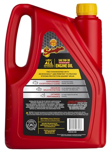 Schaeffer Manufacturing Co. 6530-006 SynShield All Performance Full Synthetic Gasoline Engine Oil 5W-30 For New and High Mileage Engines, 1-gallon bottle (case of 6)