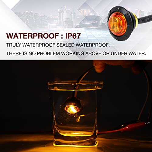 TMH 3/4 Inch Mount 10 pcs Amber + 10 pcs Red LED Clearance Bullet Side LED Marker Lights for Trailer Truck RV Car Bus Van (Pack of 20) - color: 10pcs Amber + 10pcs Red