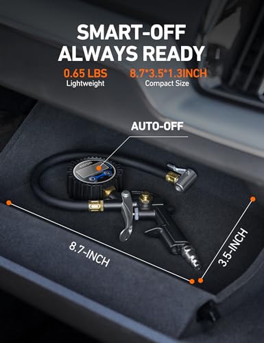 AstroAI Digital Tire Pressure Gauge with Inflator 3-250 PSI Fits 1/4" NPT - size: Compact, style: 1 Pack without case