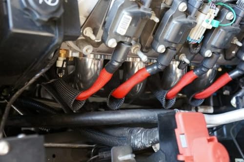 Spark Plug Wire Heat Shield Spark Plug Wire Heat Shield Sleeve Spark Plug Boot Protector Boots Wrap for SBC BBC 350 454 8PCS Plug Wire Covers - 2500F High Temp Protection(Black) - color: Black