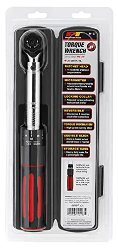 Performance Tool M197 3/8-Inch Drive Torque Wrench 250 inch/lb. - Dual Scale, Audible Click, Precision Ratchet - style: 3/8" Dr. Click Style (30-250 in/lbs)