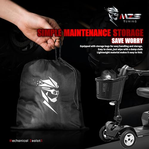 MZS Mobility Scooter Storage Cover, 420D Outdoor Waterproof Protection Electric Scooter Cover Accessories fit up to 56 inch 3 or 4 Wheel Scooters - Vents Night Reflective Buckle Lock-Holes Bag - size: 56 inch Mobility Scooter Size