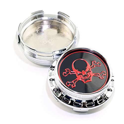 67mm 2.64" Wheel Center Caps Chrome Skull Center Cover Replacement, Outer 67 mm/2.64 in, Inner 62 mm/2.44 in - 4PCS - color: Chrome, size: OD:2.64in/ID:2.44in