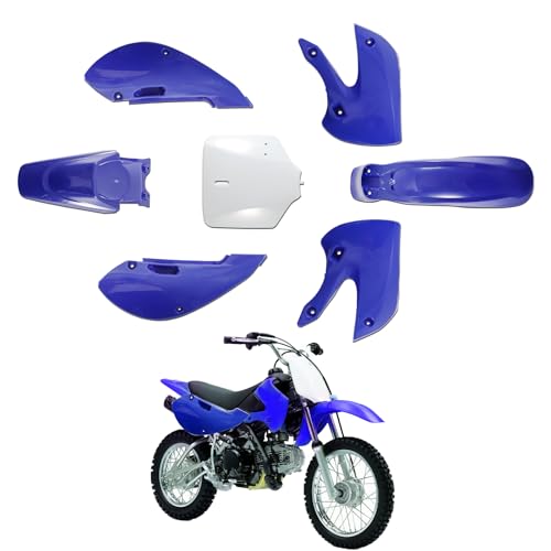 ABS Plastics Kit for Kawasaki KLX110 2002-2013, KX65 2000-2013 - color: Blue & White