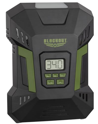 Blackout XP 타이어 팽창기 타이어용 휴대용 공기 압축기 에어 펌프, 디지털 압력 게이지가 있는 12V DC 자동 펌프, 비상 LED 조명이 있는 최대 150PSI, 자전거 및 공용 어댑터 포함