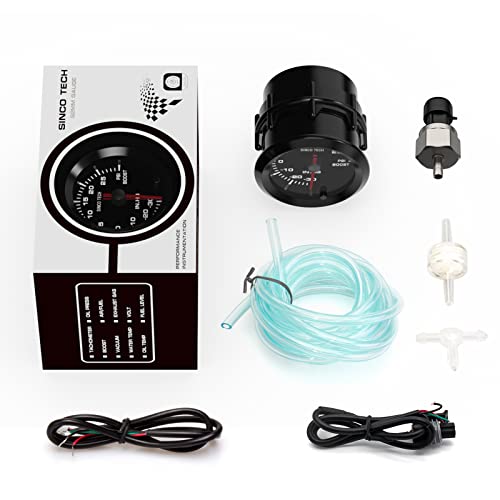 7 Color Gauge Kit 2" 52mm Automobile Backlight Pointer Car Meter with Sensor (Boost Gauge) - style: Boost Gauge