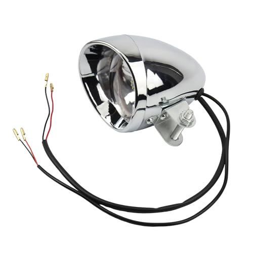 Chrome Led Headlight 12V Head Lamp Compatible with Motorcycle Scooter ATV 4 Wheeler Quad Chopper
