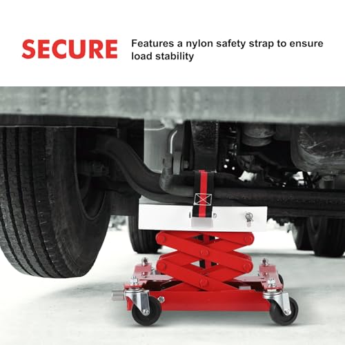 450 lbs Heavy-Duty Transmission Jack - Auto Repair Lifting Floor Jack for Effortless Vehicle Maintenance and Smooth Transmission Replacement - color: Red