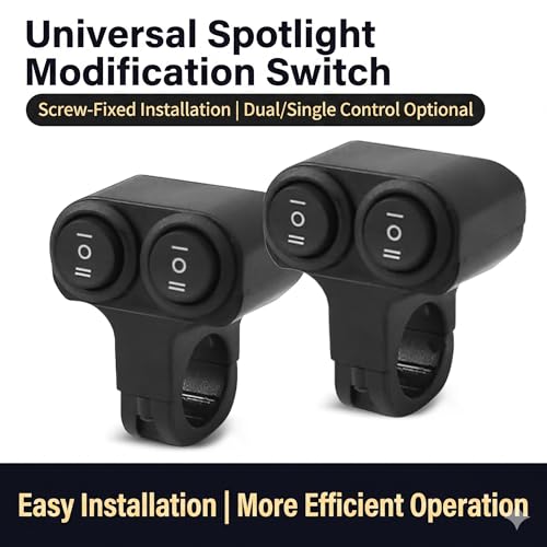 Universal Motorcycle Handlebar Light Switch, 12V/24V Headlight and Spotlight Dual Control Button, Triple Line Switch for ATV, Scooter, Off-Road Bike (1 Pack)