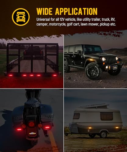 Partsam 4Pcs 4.4 inch Aluminum Housing Red/Amber 6LEDs Marker Lights, Surface Mount Clearance Lights for Trailer Pickup Truck Tractor RV Motorcycle Golf Cart, IP67 Waterproof(2Red +2 Amber)