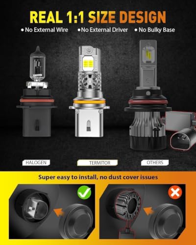 Termitor Upgraded 110,000LM 9007/HB5 Bulbs, 12X Brighter High/Low Beam - color: 9007-HB5