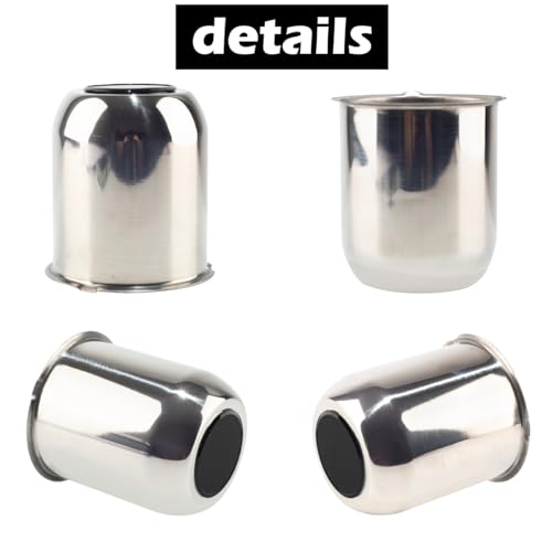 4Pcs 3.74" OD 4.33" H Trailer Wheel Center Caps with Removable Top - color: Mirror + Gloss Black, size: 3.74" OD 4.33" H