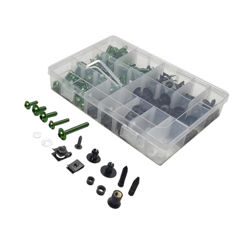 224Pcs Motorcycle Fairing Bolt Kit Stainless Steel (Green) - color: Green