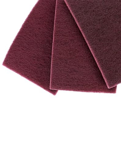QWORK Scuff Pad Cleaning Pads - 20 Pack, 6" x 9", 7447 Polishing Pads, Aluminum Oxide Hand Pads, Fine Grade, for Automotive Surface Cleaning, Paint Primer, Maroon