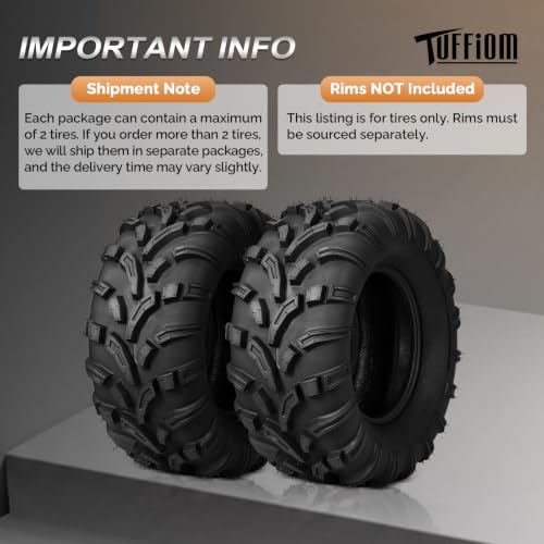 TUFFIOM Set of 2 ATV UTV Tires, 27x9-12, 6PR All-Terrain Mud Tires with Directional Tread, Drainage, Strong Srip and Snow-breaking for Rainy/Snowy Areas, Tubeless Trail Tire - size: 27x9.00-12 (2 pack)
