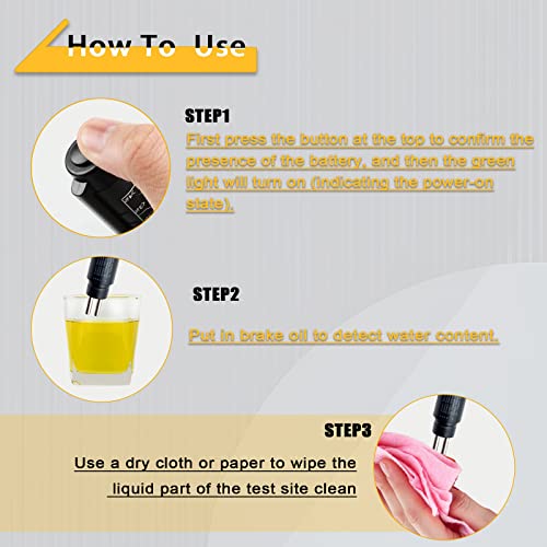 Brake Fluid Liquid Tester Pen,1PC DOT 3 DOT 4 DOT 5.1 Brake Fluid Liquid Tester Pen, Car Diagnostic Testing Tool with 5 LED Indicators, Hydraulic Fluid Liquid Oil Moisture Analyzer