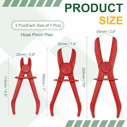 HARFINGTON 3pcs 6/7/10" Hose Pinch Pliers Plastic Hose Multi-Functional Red - color: Red