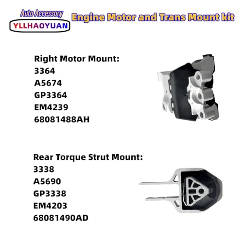 Yllhaoyuan Complete Set of 3 Motor Mounts for 2013-2016 Dart 2.0L 2.4L - size: 2013-2016 Dodge Dart 2.0L 2.4L