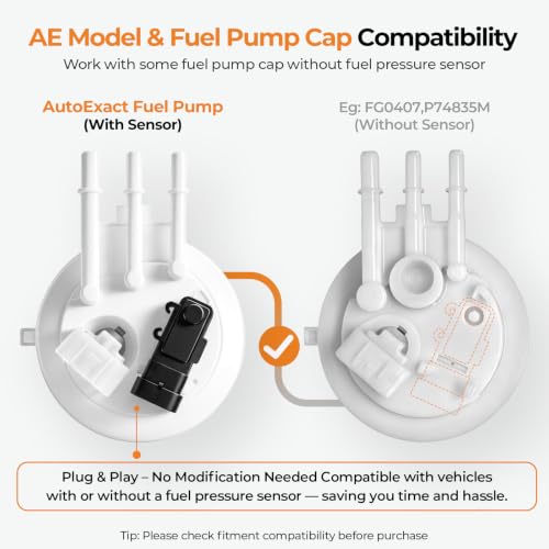 AutoExact Fuel Pump Assembly Compatible with 1999-2003 Chevrolet Silverado GMC Sierra 1500 2500 3500 4.3L 4.8L 5.3L 6.0L 8.1L, with sending unit fuel pressure sensor Replaces E3500M P74835M - size: 99-03 Silverado/Sierra