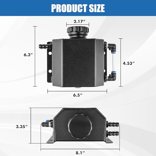 Aluminum Coolant Overflow Tank, 1L Black Expansion Reservoir | Aluminum alloy 1L black coolant tank, fits cars & motorcycles, efficient heat dissipation, stable cooling temps
