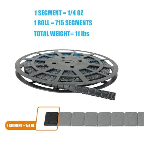 1/4 Oz. Stick on Wheel Weights, 715pcs/11 LBS/Roll, Black - color: Black
