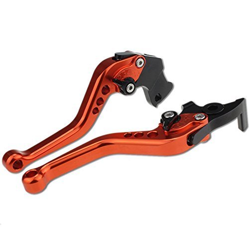 CNC Motorcycle Short Adjustable Brake Clutch Levers Compatible with NC700/NC750 S/X 2012-2015, Fury/VTX1300CX 11-18, VT750 Phantom/Shadow 10-19, Black Spirit 14-16, CMX 500/300 Rebel 2017-2020 - color: Orange Lever with Black Adjuster