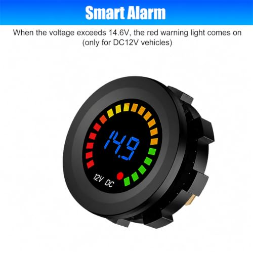 Linkstyle 2PCS Battery Voltage Meter, Waterproof DC Volt Meter Gauge, LED Digital Display Voltage Gauge, Round Voltage Meter for 12V/24V Marine Car Motorcycle Truck RV - color: Short Body