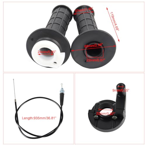 Motorcycle Throttle Universal Throttle Cable Kit Throttle Cable Clamp Twist Throttle for Mini Bike ATV ATC Quad Pit Dirt Doodlebug Bike Baja MB165 MB200 5.5hp 6.5hp 196cc 200cc 7/8" 22mm Handlebar