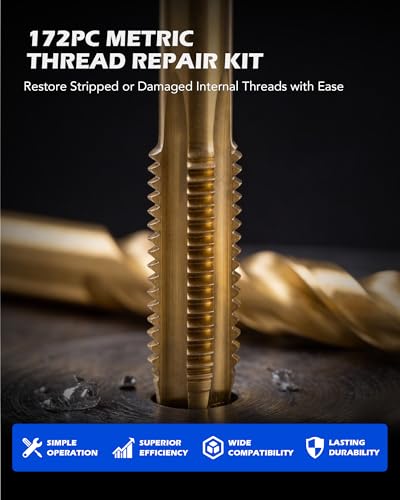 Orion Motor Tech OMT Thread Repair Kit, 172pc Metric Thread Restorer Kit - size: Metric Set