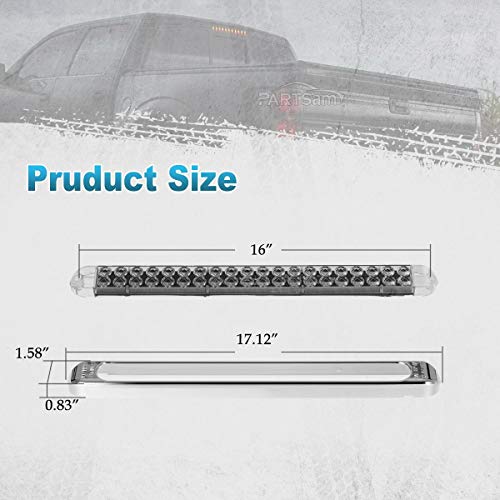 Partsam 2Pcs 17 Inch Amber Led Truck Trailer Light Bar 40 LED Clear Lens Dual Row, 17" Sealed LED Waterproof Submersible Turn Signal Tail Clearance Marker Identification Truck Trailer Light Bar - color: Amber Led