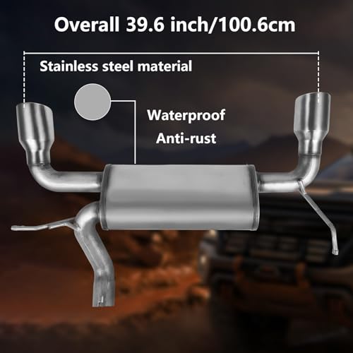 Exhaust Muffler Kit for Wrangler JK 2007-2017, Dual Walled Tip Catback Exhaust System Kit, Unlimited 3.6L V6 2-Door & 4-Door