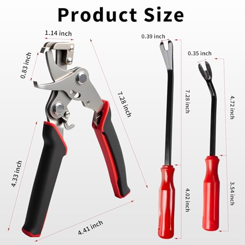 Car Clip Pliers, Auto Trim Removal Tool with 2Pcs Stainless Steel Fastener Remover for Disassembling Automotive Interior, Door Panel Dashboard, Buckles, Plastic Trim Clips, Rivets - color: Black